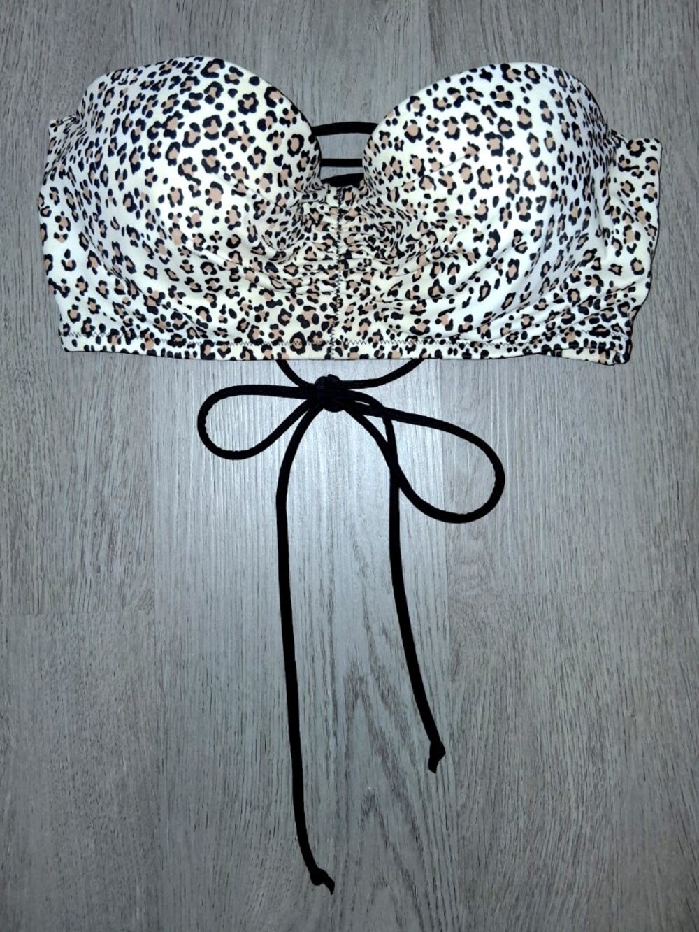 Victoria's Secret Ombre Leopard Print Lace Up Strapless Push Up Bikini Top 36B